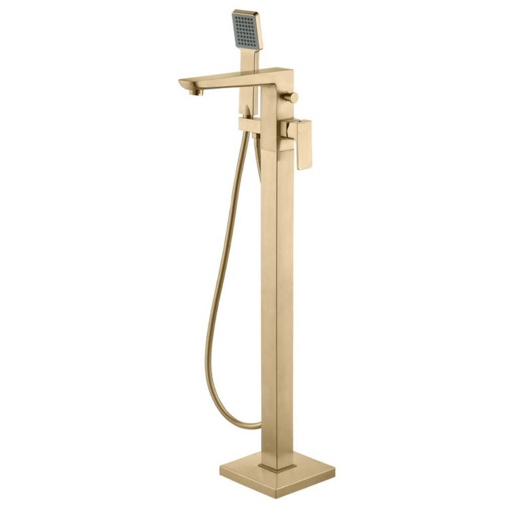 Product cut out image of the Dorian Brushed Brass Floorstanding Bath Shower Mixer ZERO105811